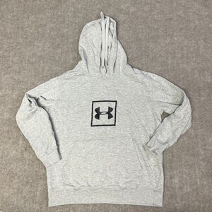 Under‎ Armour Hoodie Mens Small Gray Pullover Fleece Athletic Loose Center Logo